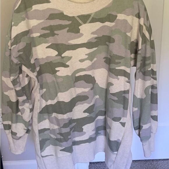 Aerie  Women Sweatshirt  Pullover Camo Crewneck Relaxed Stretch Preppy S… - Picture 2 of 16